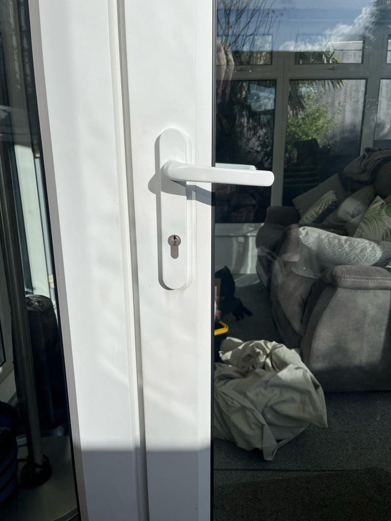 Newly installed French door lock and handle in Swindon – restored security and smooth operation.